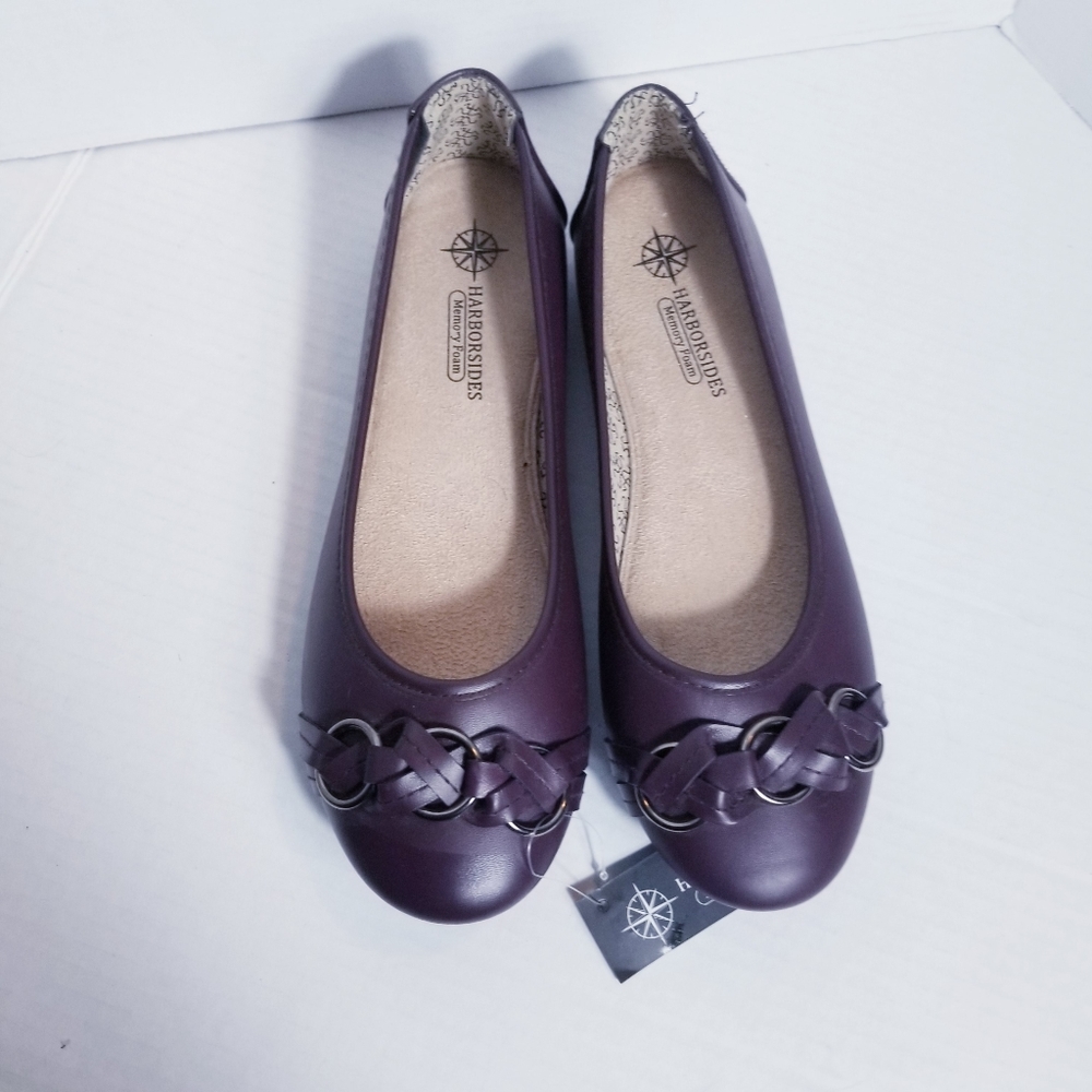 NWT HARBORSIDES PLUM COLOR FLAT MEMORY FOAM DRESS SHOE SIZE 9